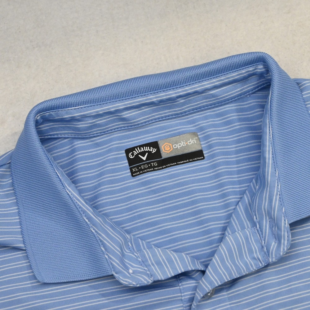 Callaway Polo Men XL Blue Striped Short Sleeve Opti-Dri Golf Shirt - Picture 5 of 10
